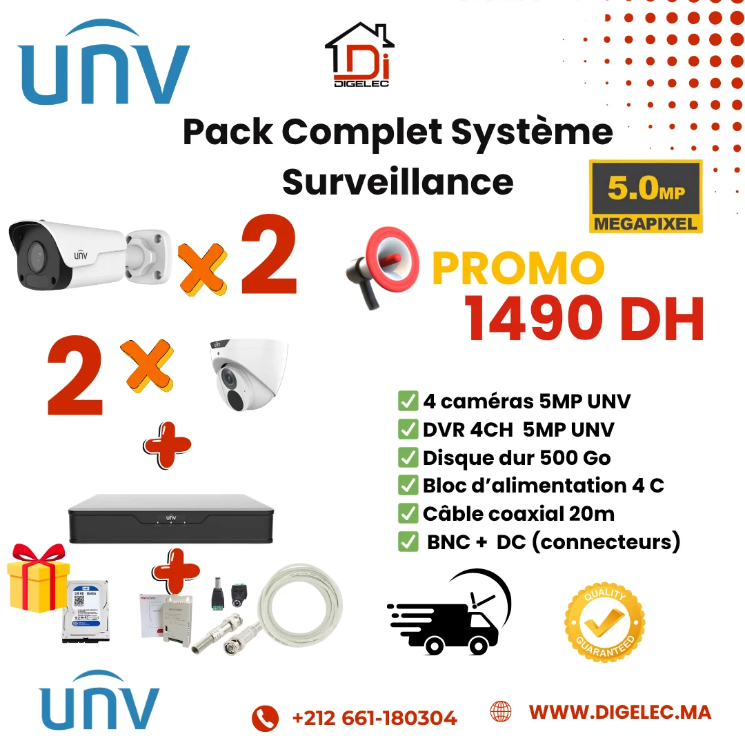 Pack UNV 5MP – 4 Caméras
