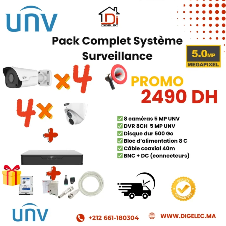 Pack UNV 5MP – 8 Caméras