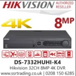 DVR 32CH 8MP 2*HDD HIKVISION
